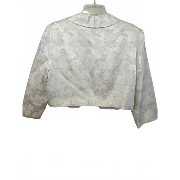 Talbots Dress and Matching Cropped Jacket Set Size 16 Ivory Gold Floral Brocade - Picture 13 of 13